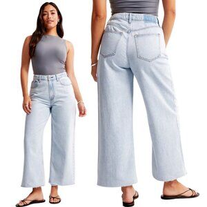 Abercrombie & Fitch Curve Love High Rise Cropped Wide Leg Jeans Women's 14S Blue